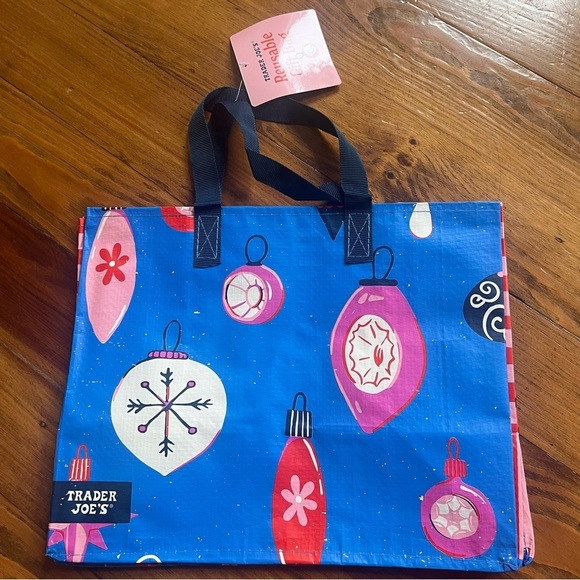 NWT Trader Joe’s 3 Reusable Holiday Christmas Gift Tote Bags - Picture 2 of 14